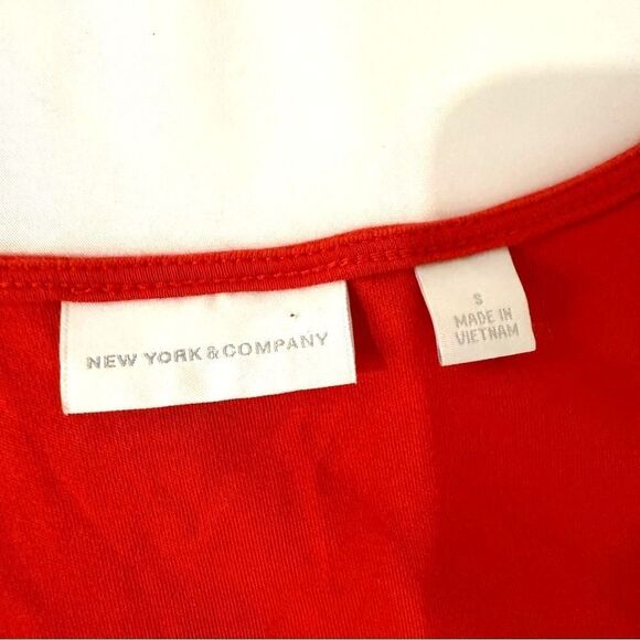 New York & Company Red Sleeveless V-Neck A-Line Dress Size Small - Picture 3 of 7